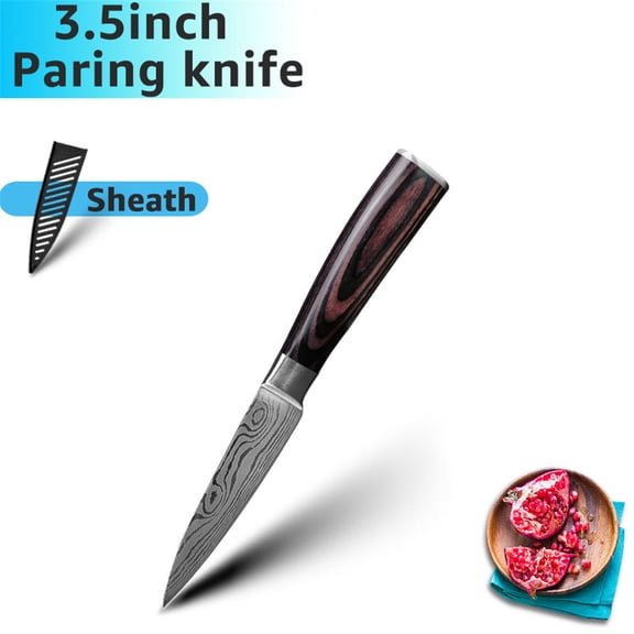 3.5inch Paring Knife with Sheath for Kitchen Use,High Carbon Stainless Steel Japanese Peering Knife with Pakkawood Handle