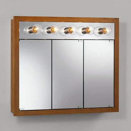 Jensen Medicine Cabinet Granville Tri-View 5-Light 36Wx30H in. Surface Mount Medicine Cabinet ...