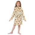 thumbnail image 6 of FORMRS Niños Bathrobe Unisex Hooded Robe Soft Plush Pajamas Sleepwear, Size 2-3T, Beige Sunflower Pattern, 6 of 7