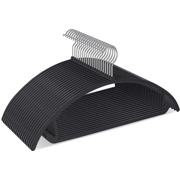 （5pack）Plastic Hangers No Shoulder Bump Suit Hangers Chrome Hooks,Non