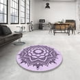thumbnail image 4 of Ahgly Company Machine Washable Indoor Round Transitional Orchid Purple Area Rugs, 4' Round, 4 of 7