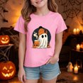 thumbnail image 2 of larppty Halloween Ghost Retro Girl Kids T-Shirt Graphic Tshirt Little Kids Fall Short Sleeve Tee Tops (Pink,7-8 Years), 2 of 6