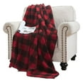 thumbnail image 1 of ELLE Home Red, Black Plaid Flannel Throw, 70" x 50", 1 of 6