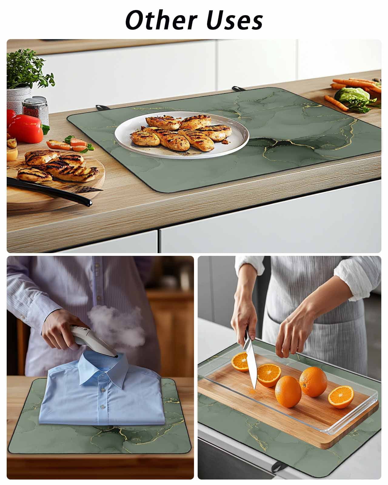 Stove Top Covers for Electric Stove, Sage Green Marble Glass Stovetop Cover Protector, Modern Abstract Art Ink Painting Induction Cooktop Protector Oven Mat for Kitchen Countertop 28.5"x20.5"
