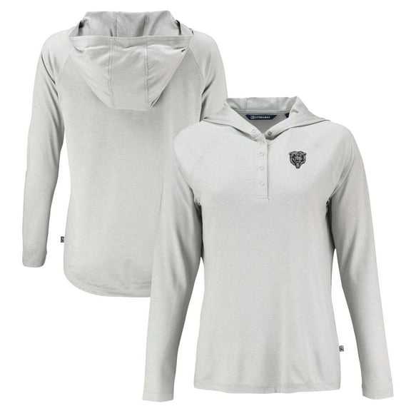 Women's Cutter & Buck Gray Chicago Bears Coastline Epic Comfort Eco Recycled Long Sleeve Hoodie T-Shirt