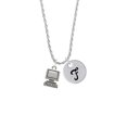 thumbnail image 2 of Delight Jewelry Silvertone Computer Silvertone Script Initial Disc - F - Charm Necklace, 20"+3", 2 of 4