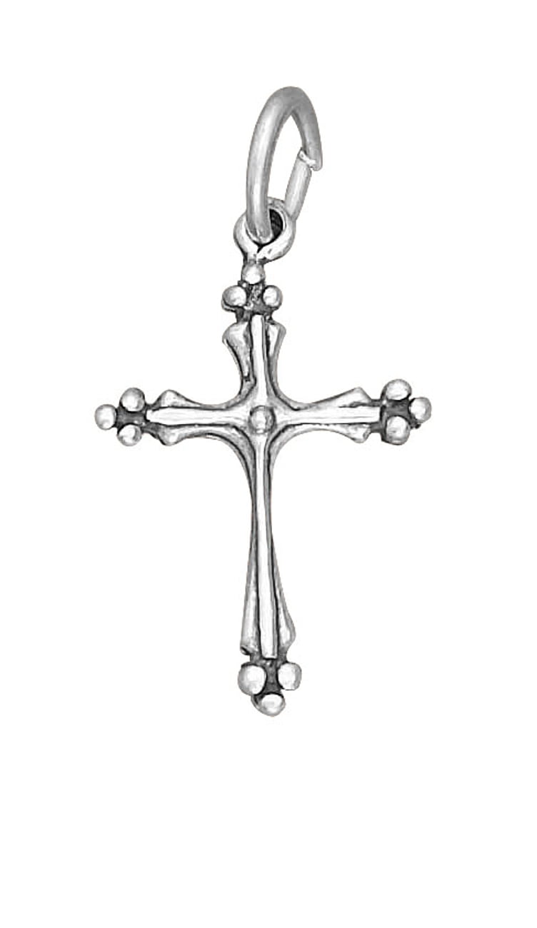 Sterling Silver Womens 1mm Box Chain Cross Flames Pendant Necklace