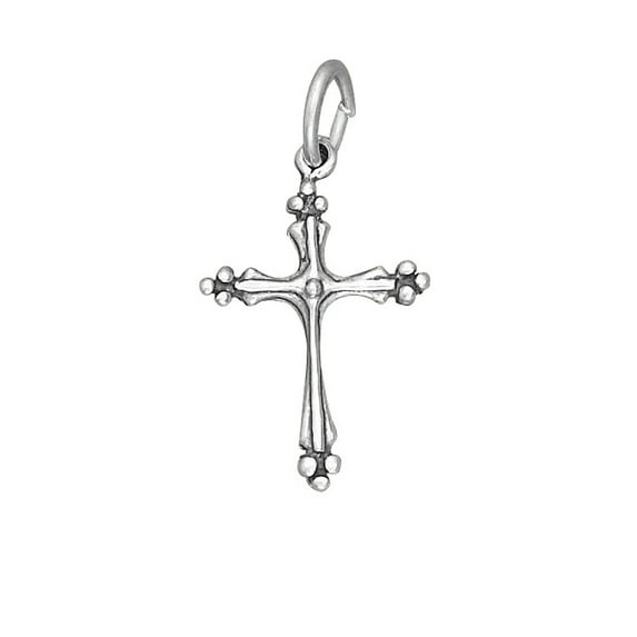 Sterling Silver 18" 1mm Box Chain Lightweight Fancy Christian Cross Pendant Necklace