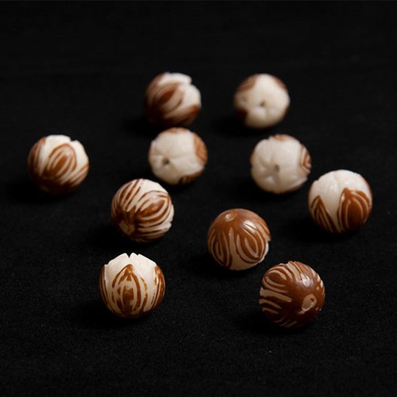 10Pcs Carved Beads for Jewelry Making Wood Beads Craft Antique Wooden Carved Charms Crafts Making for Bracelet Keychain Home Decor Holiday 1.2cm