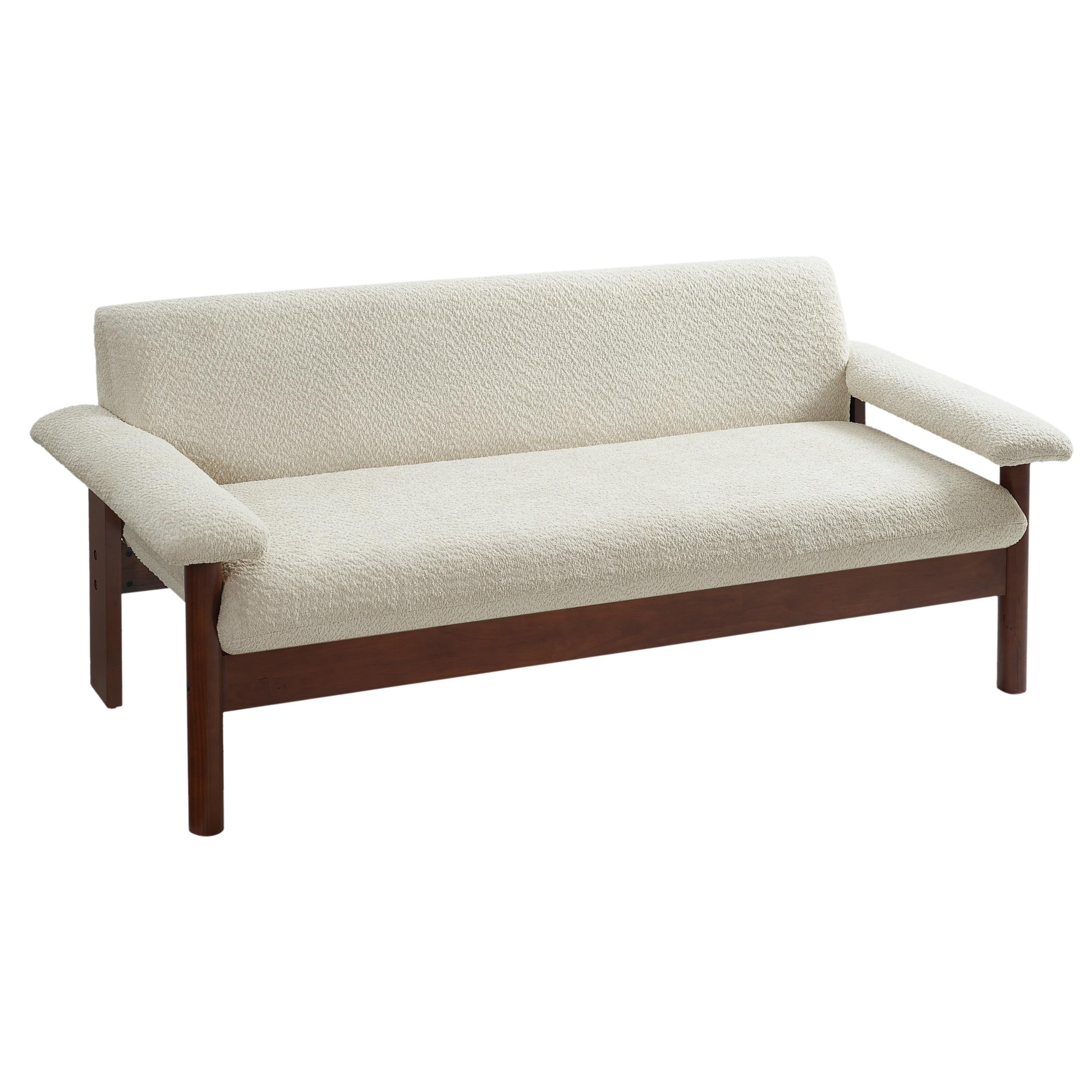 Modern Loveseat Sofa 2 Seater Couch 72.8" with Armrest Pillows, Beige 2-Person Couch for Living Room, Small Space, Berber Fleece Fabric, Rubberwood Frame