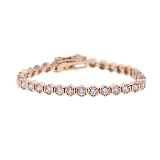 Pulsera de cadena de tenis de circonia cúbica, joyería hexagonal geométrica de alta calidad, 16cm, 18cm, 3 colores Fivean unisex