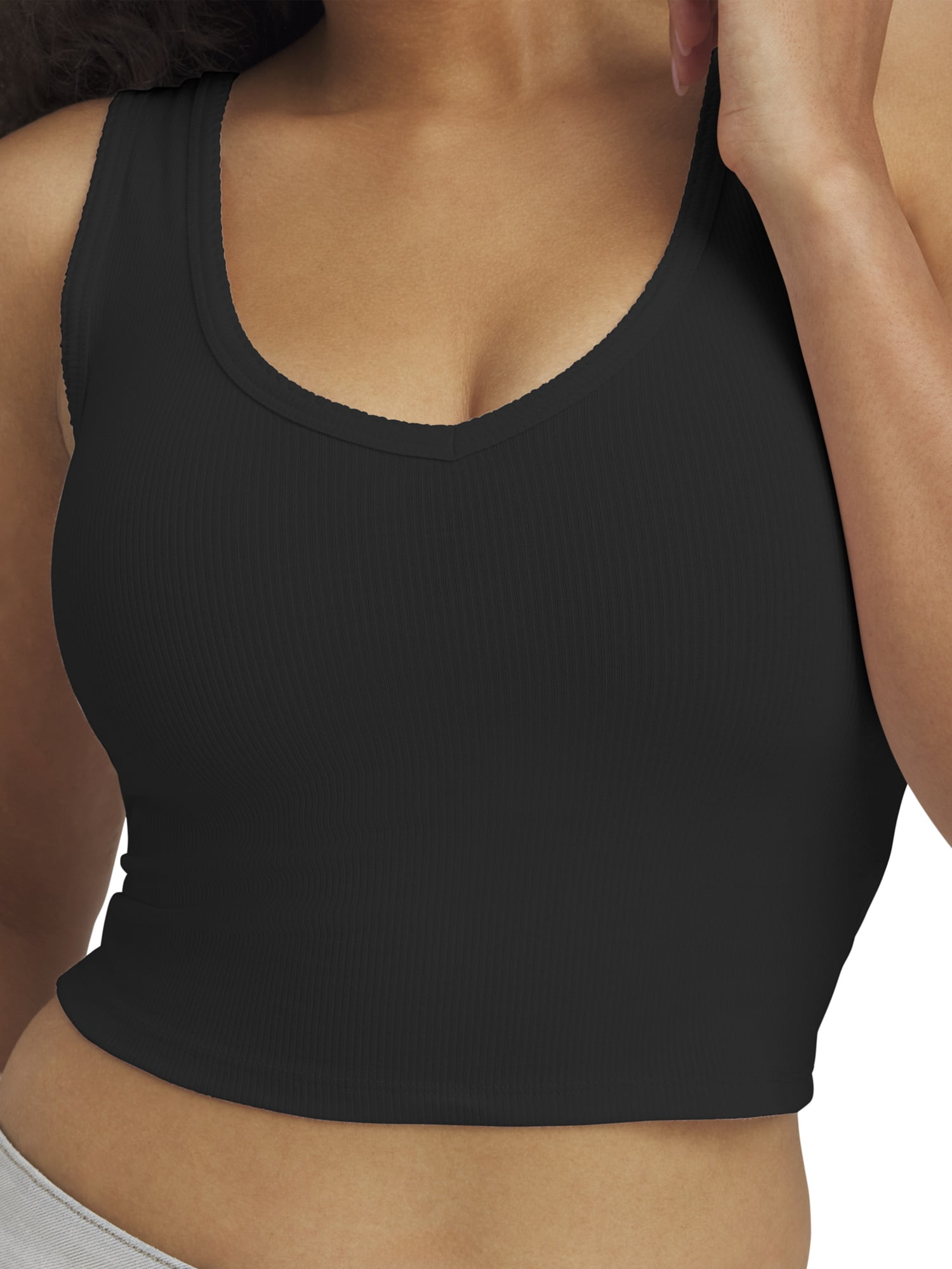 Mills by Millie Bobby Brown Women's Sleeveless Rib Deep V-Neck Tank Top, Sizes XXS-XXL