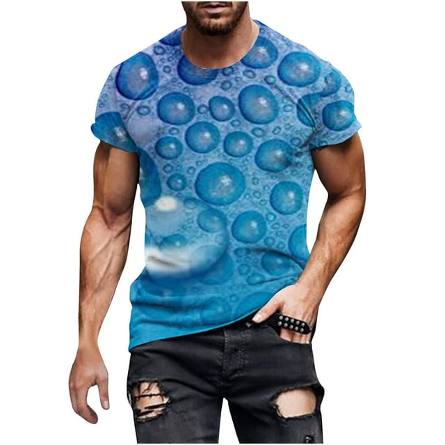 Birdeem Nouveau T-Shirt de Mode pour Hommes 3D Non Positionné Impression de Bière Manches Courtes Col Rond T-Shirt Décontracté Sport Haut Blouses