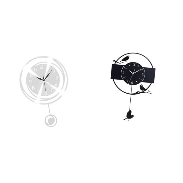 Reloj de pared,Reloj de pared decorativo para baño y dormitorio.,Reloj de pared redondo silencioso y sin tictac,regalo,Reloj de pared,Reloj de pared con diseño de pájaro,reloj colgante de