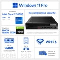 thumbnail image 2 of Lenovo ThinkStation P3 Tiny Workstation for Business, Intel 20-Core i7-14700, NVIDIA T1000, 32GB DDR5, 1TB SSD, HDMI, DP, Wi-Fi 6, W11 Pro, Black, 2 of 7