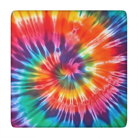 Colorful Rainbow Tie Dye Spiral Pattern Square Fitted Tablecloth with Elastic Edge,Square Table Cover,Washable Elastic Table Cover for Home Kitchen Party Decor 34"x34"