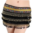 thumbnail image 4 of Segolike Women Belly Dance Skirt Shiny Hip Scarf Wrap for Festival Tango Themed Party Black, 4 of 8