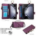 thumbnail image 4 of Allytechgroup Wallet Case for Samsung Galaxy Z Fold 5, RFID Blocking Multiple Cards Holder Zipper Pocket Hand Strap Shockproof Stand Phone Case with Crossbody Lanyard for Women Girls, Deeppurple, 4 of 7