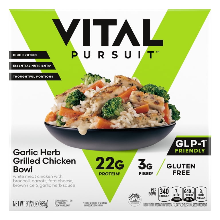 Vital Pursuit Garlic Herb Grilled Chicken Bowl 9.5 oz Frozen High Protein Meal with Vegetables - Walmart.com Vital Pursuit Garlic Herb Grilled Chicken Bowl 9.5 oz Frozen High Protein Meal with Vegetables - Walmart.com