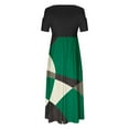 thumbnail image 4 of Wycnly Summer Dresses for Women Beach Party Empire Waist Swing Pocket Cold Shoulder Maxi Dresses Short Sleeve Crewneck Gradient Long Sun Dress Green L Clearance Clothes, 4 of 4