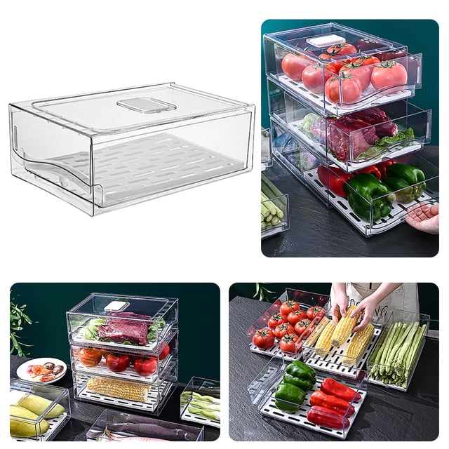 Caja de Almacenamiento para Refrigerador Wdftyju Cajón para Frutas y Verduras Tamaño Grande