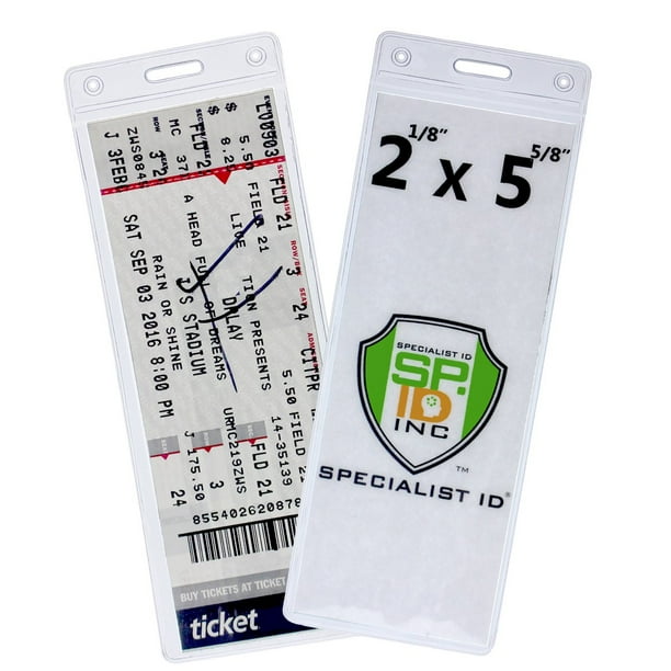 2 Pack Clear Plastic 2 ⅛ X 5 ⅝ Inch Ticket Stub Holders Durable