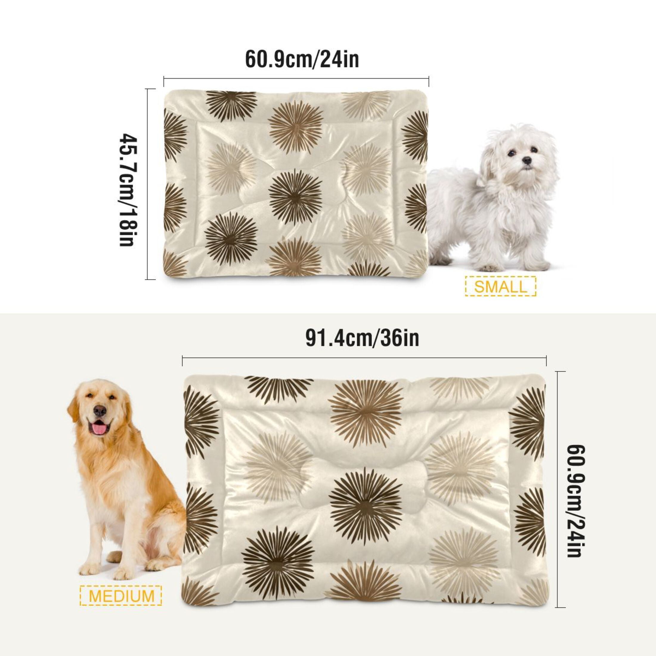 Cozy Mat Pet Bed Indoor Outdoor Warm Soft For Cat Dog Puppy(S/M) Brown Beige