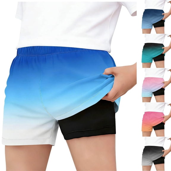 Eltusu Boys Beach Shorts with Liner, Summer Above the Knee Casual Elastic Waist Board Shorts Sky Blue Size 10 T