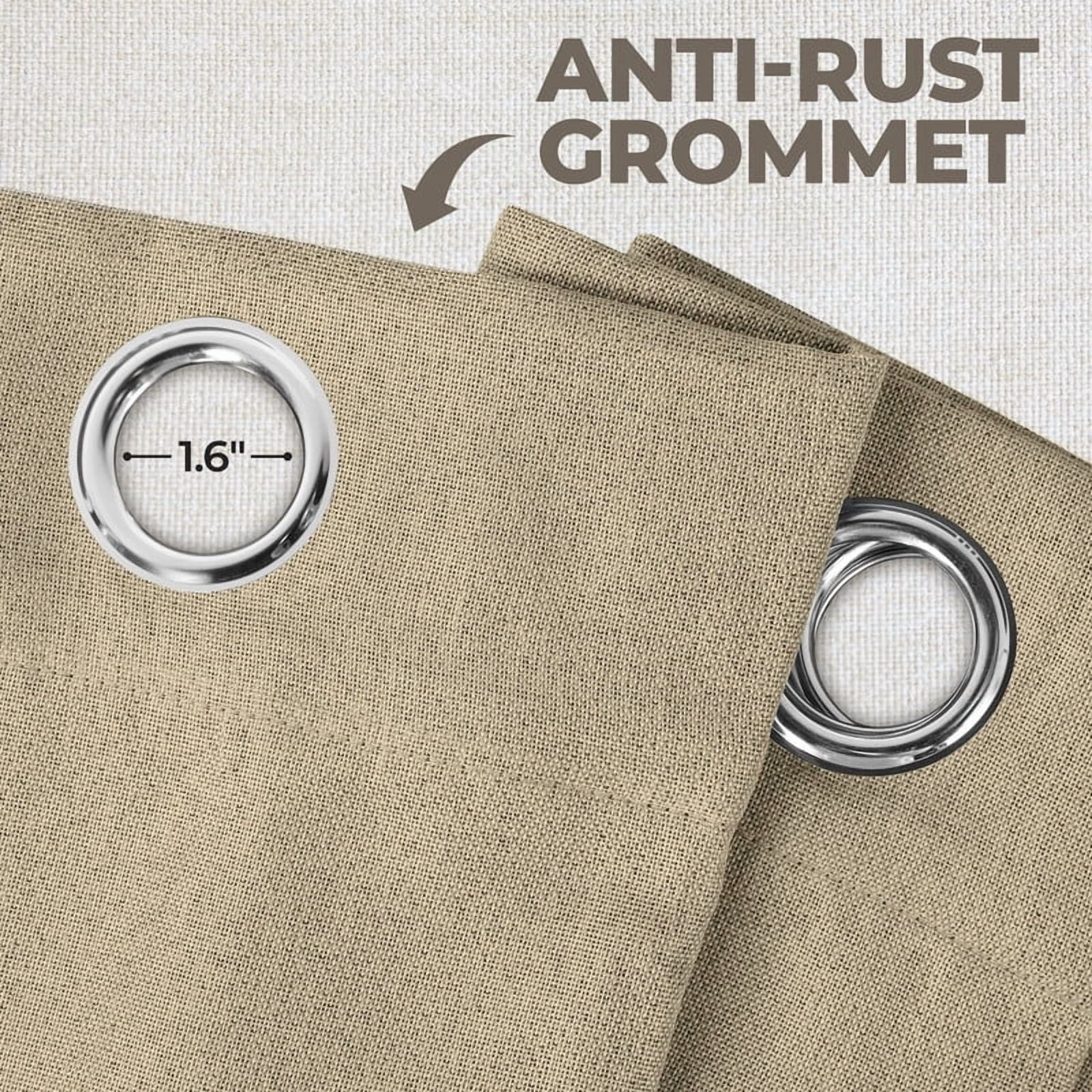 Superior Linen Blackout Curtains Set of 2, Grommet Header Curtain Panel Pair, Frosted Almond, 42"W x 84"L