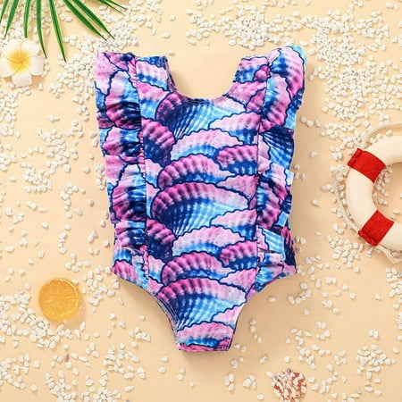

GYRATEDREAM Toddler Baby Girls Swimsuit One-Piece Swimwear Ruffled Backless Bathing Suit Tankini 1-2 Years