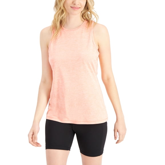 ID Ideology Womens Essentials Heathered Keyhole Back Tank Top Peach Echo 2XL