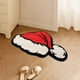 thumbnail image 5 of Felpudo navideño con gorro de Papá Noel para la entrada de casa | Alfombra decorativa navideña con flecos | Alfombra antideslizante de poliéster para sala de estar y dormitorio (uso en interiores), 5 of 6