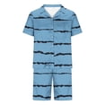 thumbnail image 4 of Stamzod Men's Satin Pajama Set Striped Short Sleeve Button Down Classic Sleepwear Soft Comfy Loungewear with Front Pocket Mens Short Outfits, 4 of 5