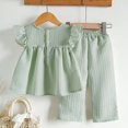 thumbnail image 4 of XZNPDUCQ Girls Short Outfits Summer Toddler Girls Elastic Shorts Short Sleeve T-shirt 2 Pcs Summer Short Set kids For 6 12 18 24 Months 2T 3T 4T 5T Dailywear Green，18-24 Months, 4 of 4