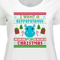 thumbnail image 4 of Inktastic I Want a Hippopotamus for Christmas Pixelated Ugly Sweater Women's Plus Size T-Shirt, 4 of 5