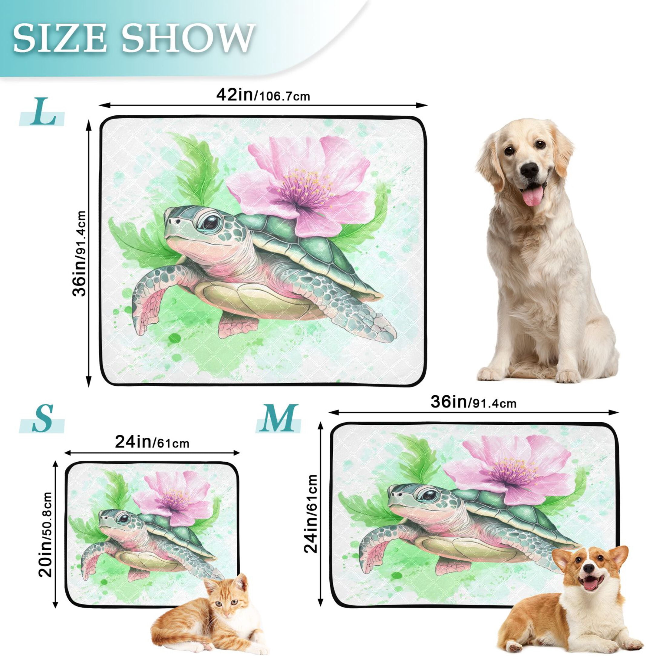 Washable Pet Pee Pads with Super Absorbent Reusable Training Pads for Dogs & Cats Cute Turtle