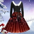 thumbnail image 2 of SRZYMJ Christmas Dresses for Women 1950s Vintage Cocktail Dress Unique Asymmetric Neckline Design For Holiday, 2 of 3