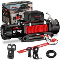 Nilight 12V Electric Winch 13000lbs ATV Trailer Winches with Synthetic Rope Fairlead Wired Handle & Infrared Remote Waterproof Winch for Truck Offroad