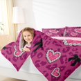 thumbnail image 4 of Manfei Cartoon Loves Pattern 7-Piece King Bedding,Pink Leopard Print King Bed in a Bag,Pink Reversible, 4 of 7