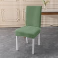 thumbnail image 1 of Nvzi Funda elástica para silla de color sólido, de terciopelo plateado, sin brazos, extraíble y lavable, para comedor, cocina, banquete, dormitorio, estudio (2 piezas, verde), 1 of 3