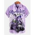 thumbnail image 3 of Camisa hawaiana de verano para hombre, con estampado gráfico de letras vintage, cuello vuelto, informal, manga corta, abotonada, ropa estampada, 3 of 4
