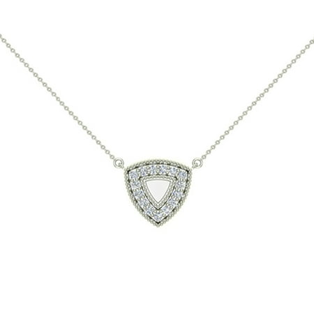 Diamond Triangle Necklace - 0.29 ct Diamond Triangle or Trillion Necklace 14K White Gold Without Chain (I,I1) Popular Quality