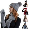 thumbnail image 6 of Wmkox8yii Women's Warm Knitting Beanie Hat, Scarf & Glove Set, Snowflake Print, 3-Piece Set, 6 of 6
