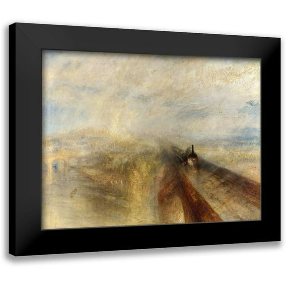 William, Turner 14x12 Black Modern Framed Museum Art Print Titled - Rain, Steam and Speed, The Great Western Railway