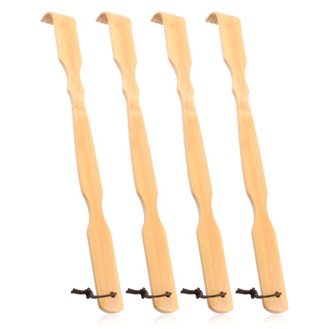 Rascador de espalda Renook de madera de bambú, 4 unidades, 43 cm de largo, mango