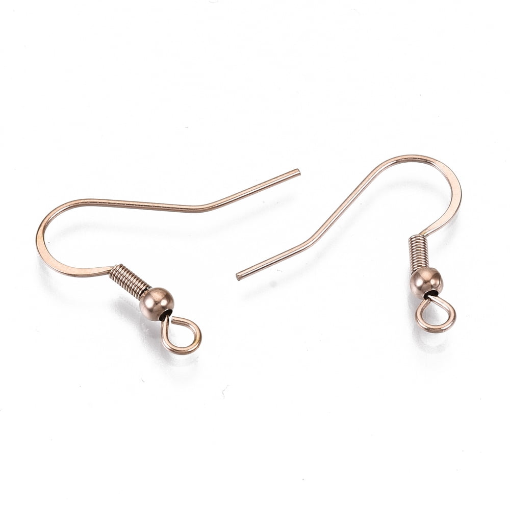 304 Stainless Steel French Earring Hooks Flat Earring Hooks Ear Wire with Horizontal Loop Cadmium Free & Nickel Free & Lead Free Rose golden 18~20x21mm Hole: 2.5mm 21 Gauge Pin: 0.7mm
