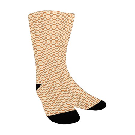 

Retro Continuous Orange Wavy Pattern with Elliptic Dots Curvy Symmetric Vintage Design Orange Cream Custom Socks for Women