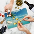 thumbnail image 5 of Ocean Cutting Board, Idyllic Scenery Seashore Picture Sun Rays View with Palm Tree Tropical Beach, Decorative Tempered Glass Cutting and Serving Board, Small Size, Aqua White Green, by Ambesonne, 5 of 5