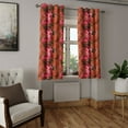 thumbnail image 2 of Ambesonne Peony Grommet Curtain, Grunge Effect Pattern Flowers, 50"x96", Pink Dark Salmon and Cinnamon, 2 of 5