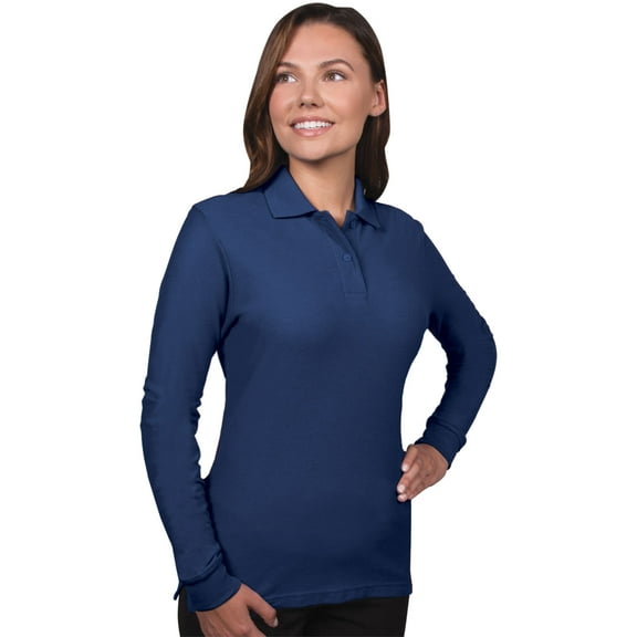 BlueGeneration Ladies Soft Touch Long Sleeve Polo - Navy 3 Extra Large Solid